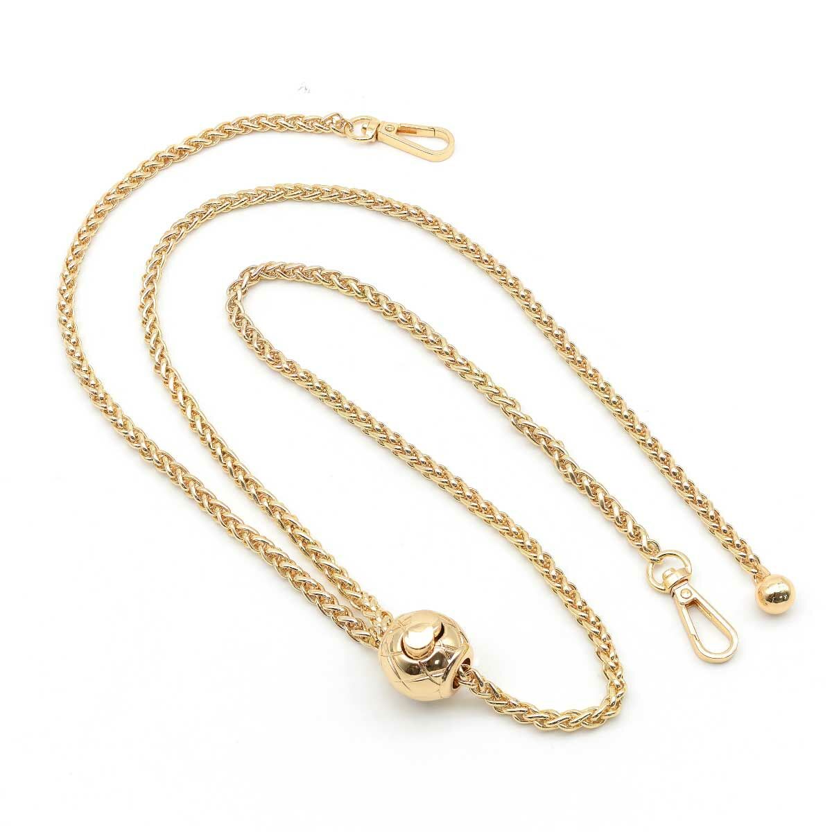 可調長短麻花金屬肩背鍊(淺金)