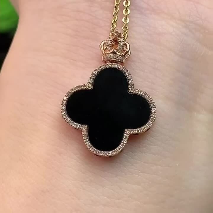 1117354 翡翠墨翠四葉草吊墜