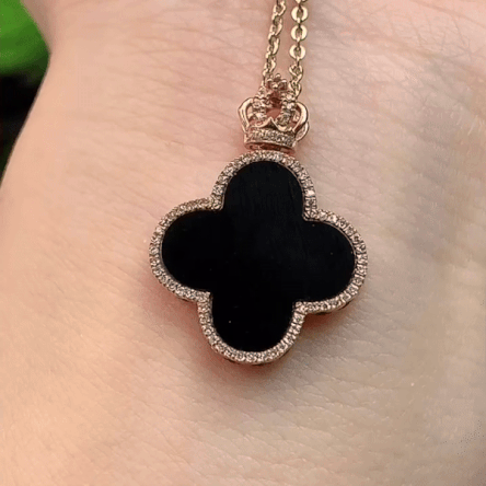 1117354 翡翠墨翠四葉草吊墜