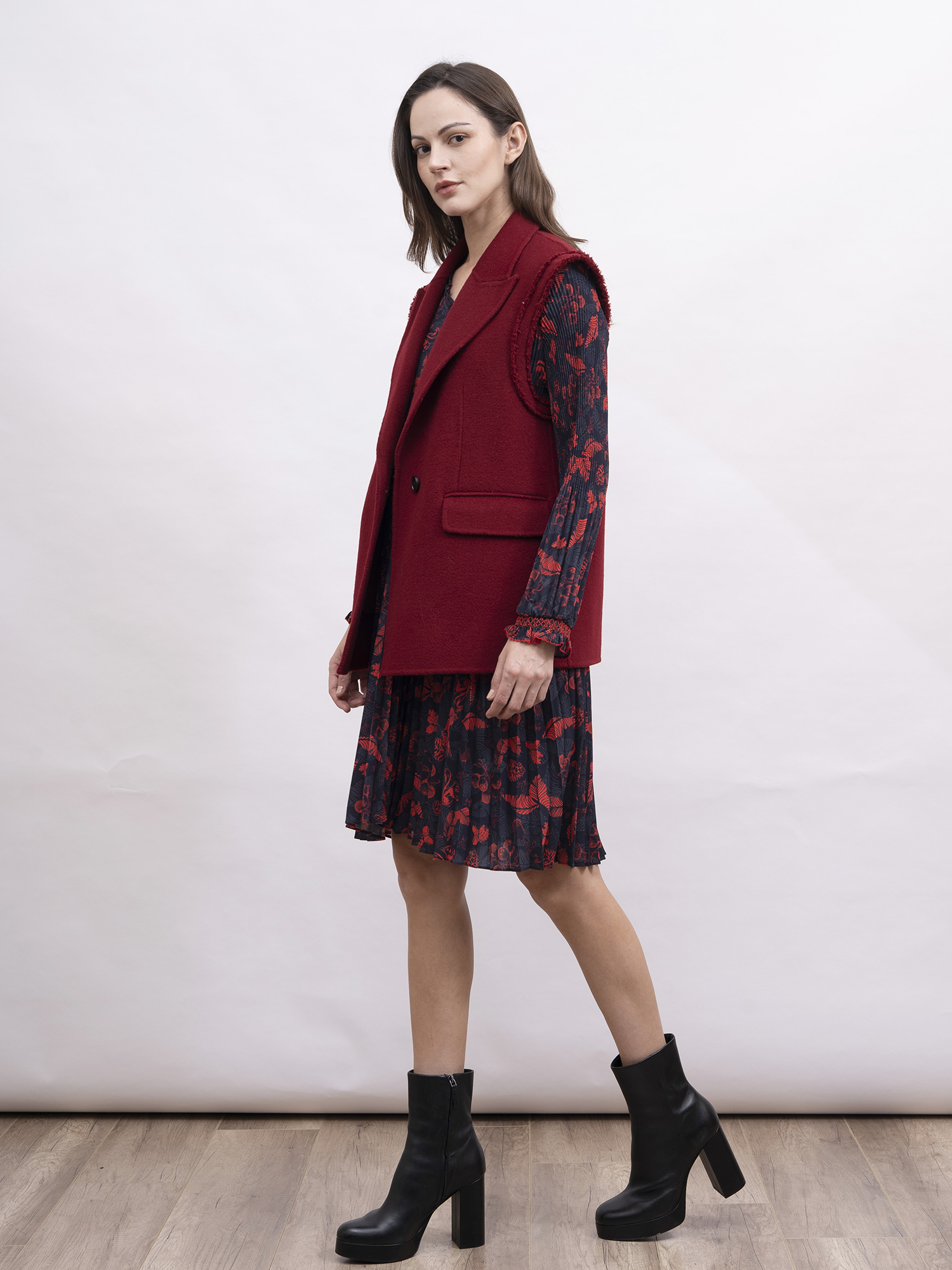 mi-tu 羊毛西裝背心外套