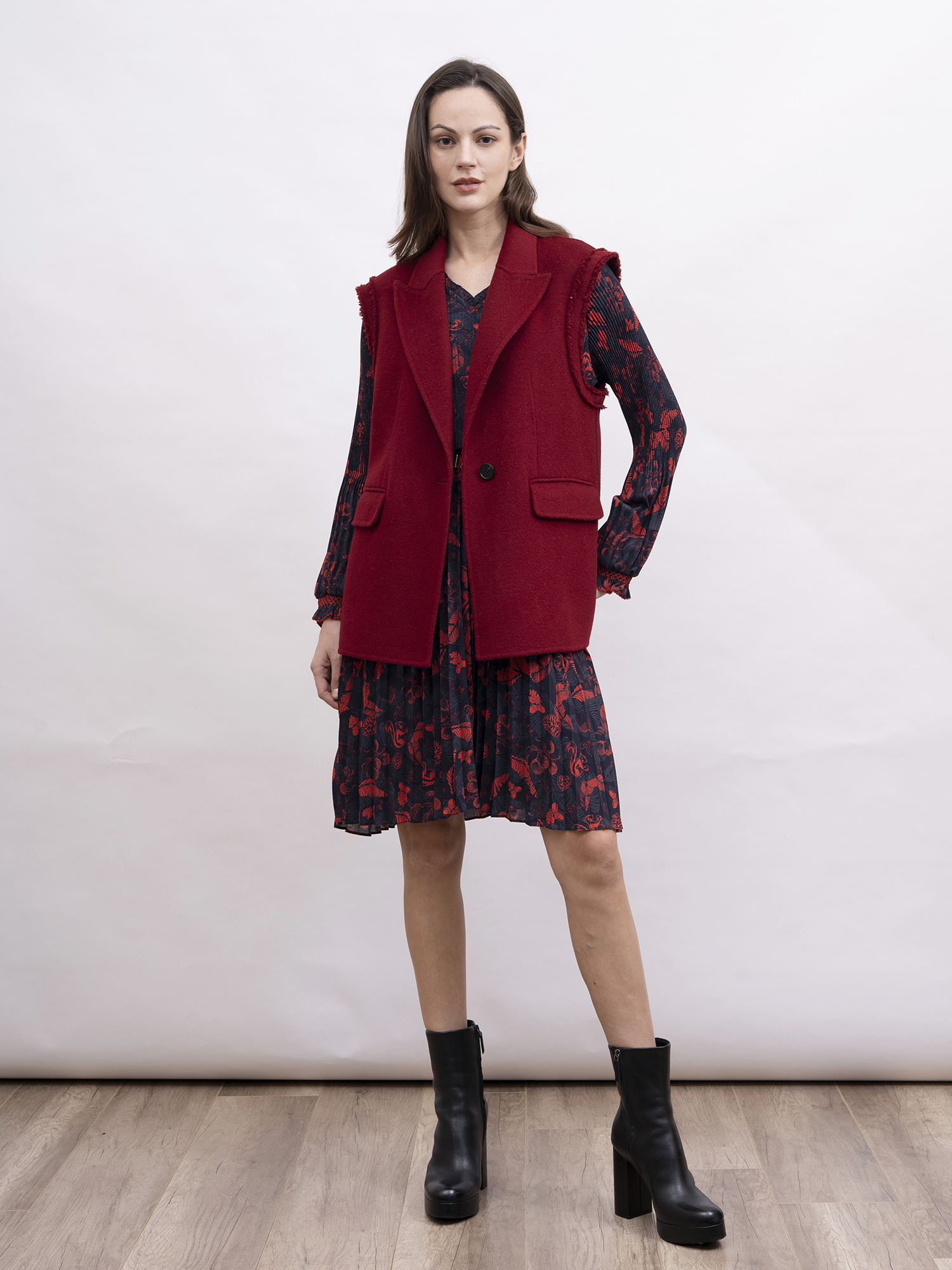 mi-tu 羊毛西裝背心外套