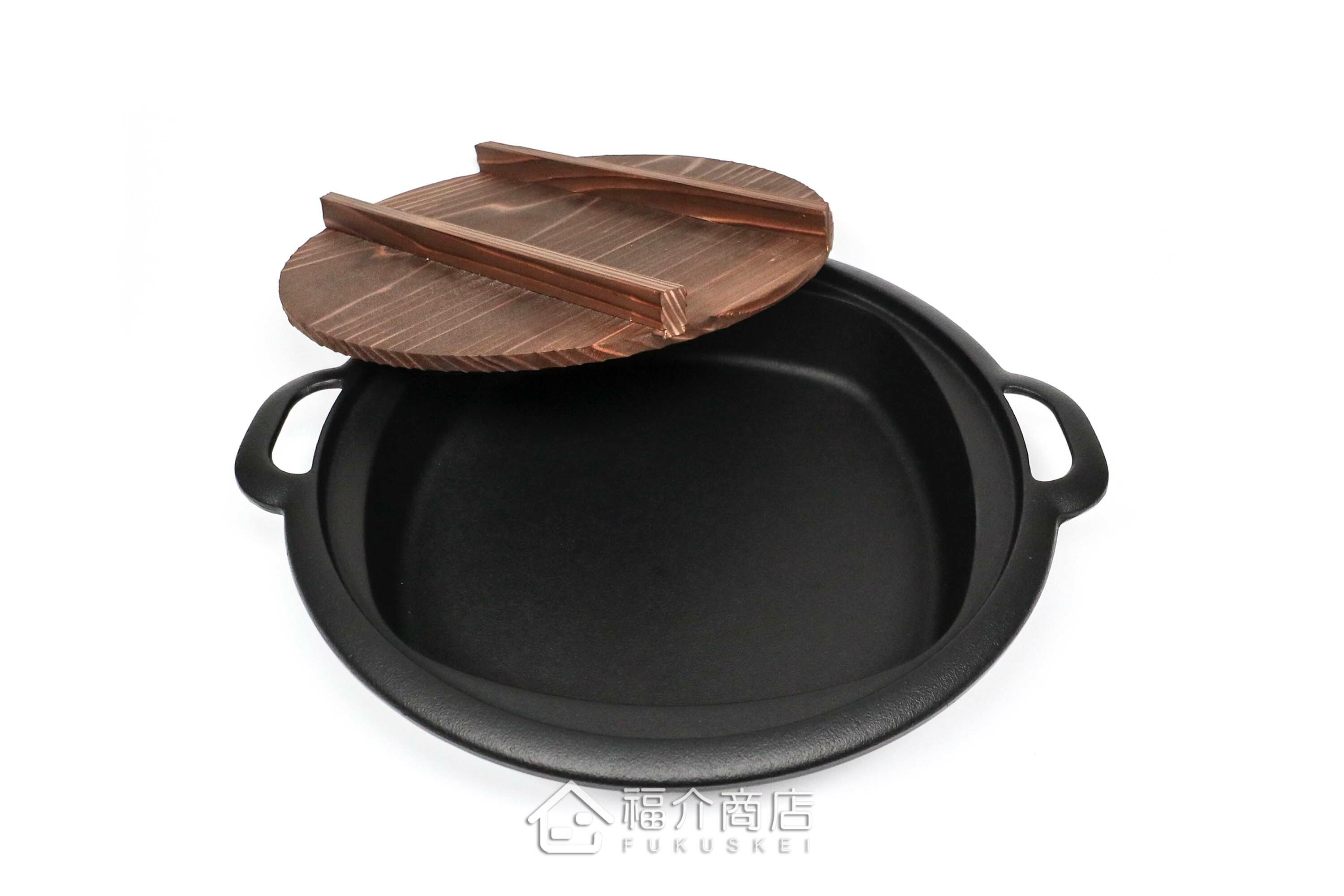 兼用煮壽喜燒或煎餃子的24cm黑色鑄鐵鍋