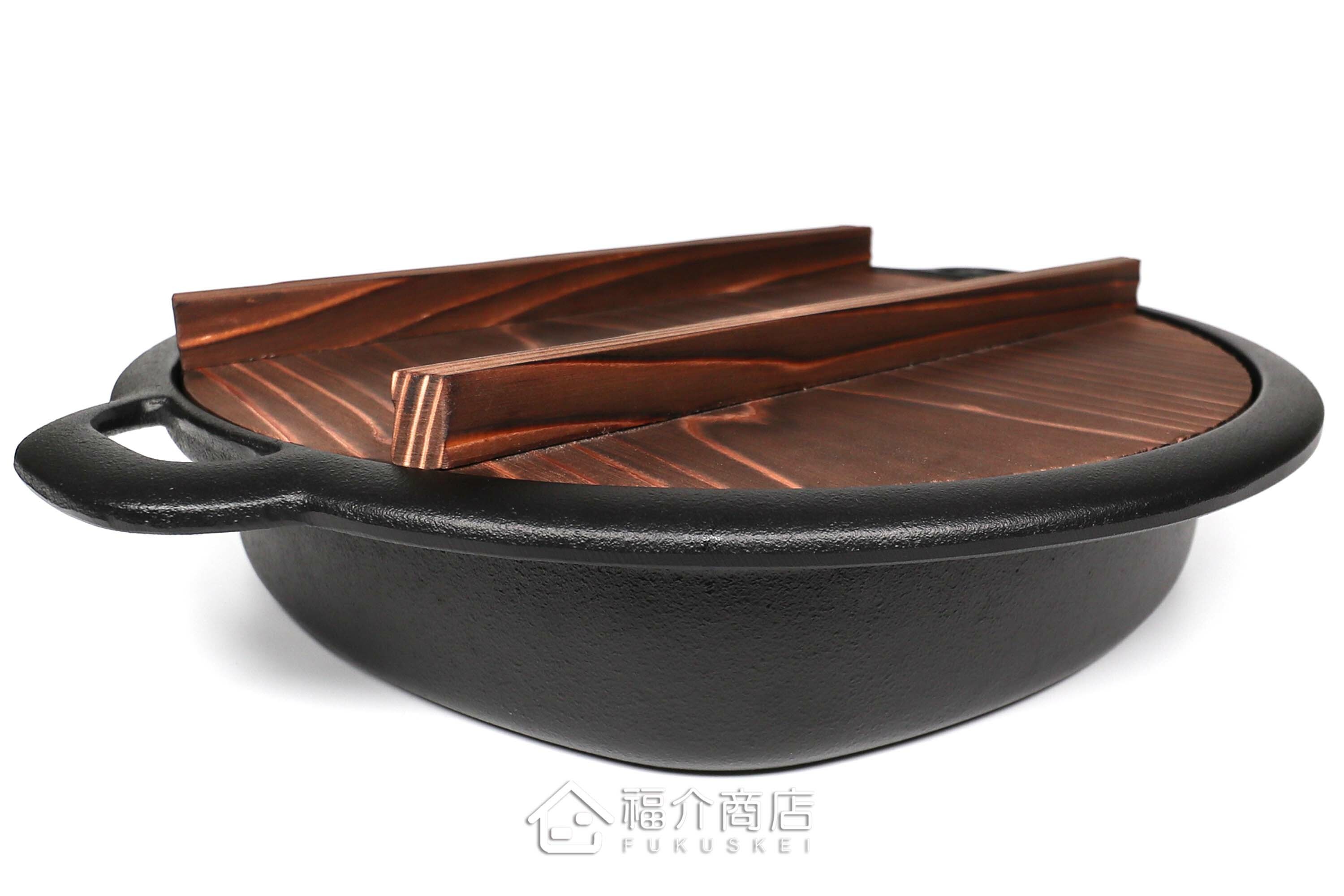 兼用煮壽喜燒或煎餃子的24cm黑色鑄鐵鍋