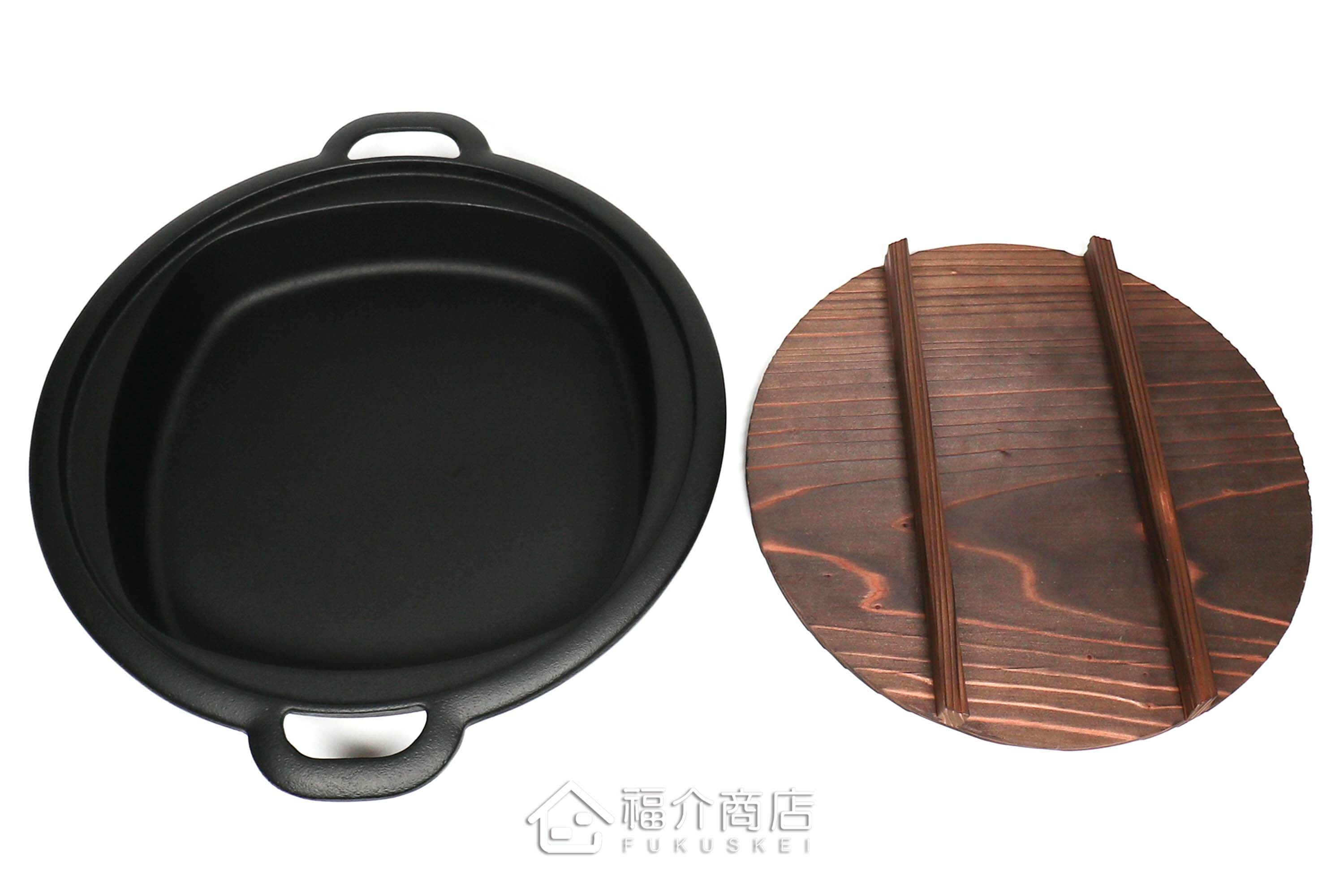 兼用煮壽喜燒或煎餃子的24cm黑色鑄鐵鍋