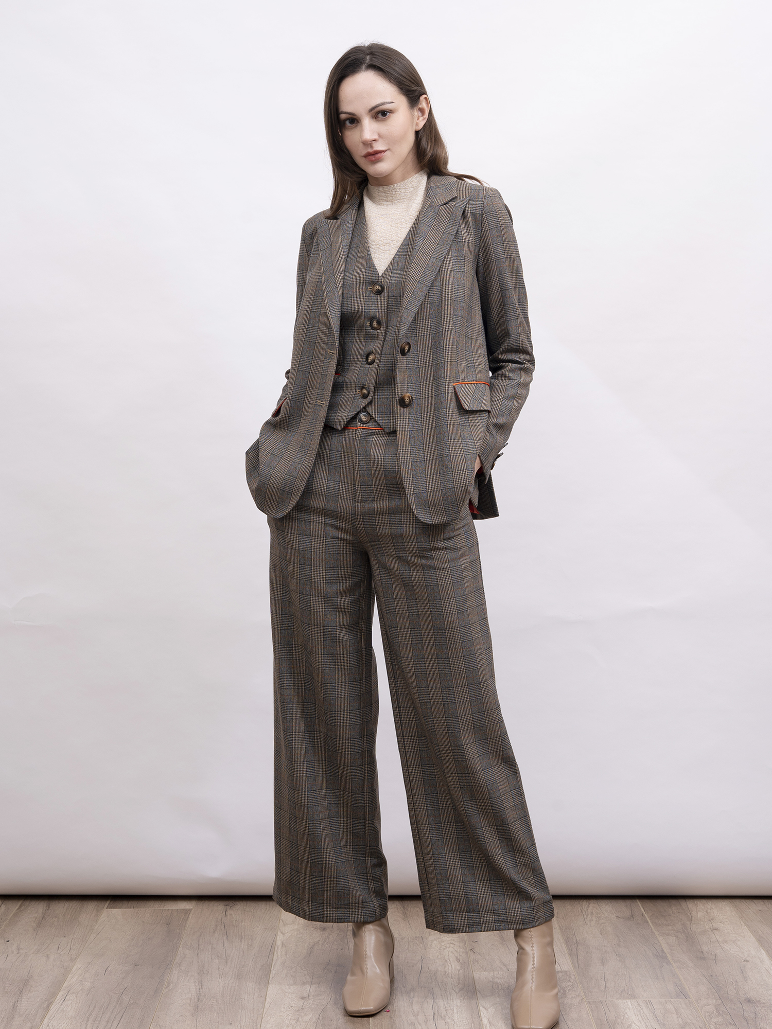 mi-tu 格紋西裝外套