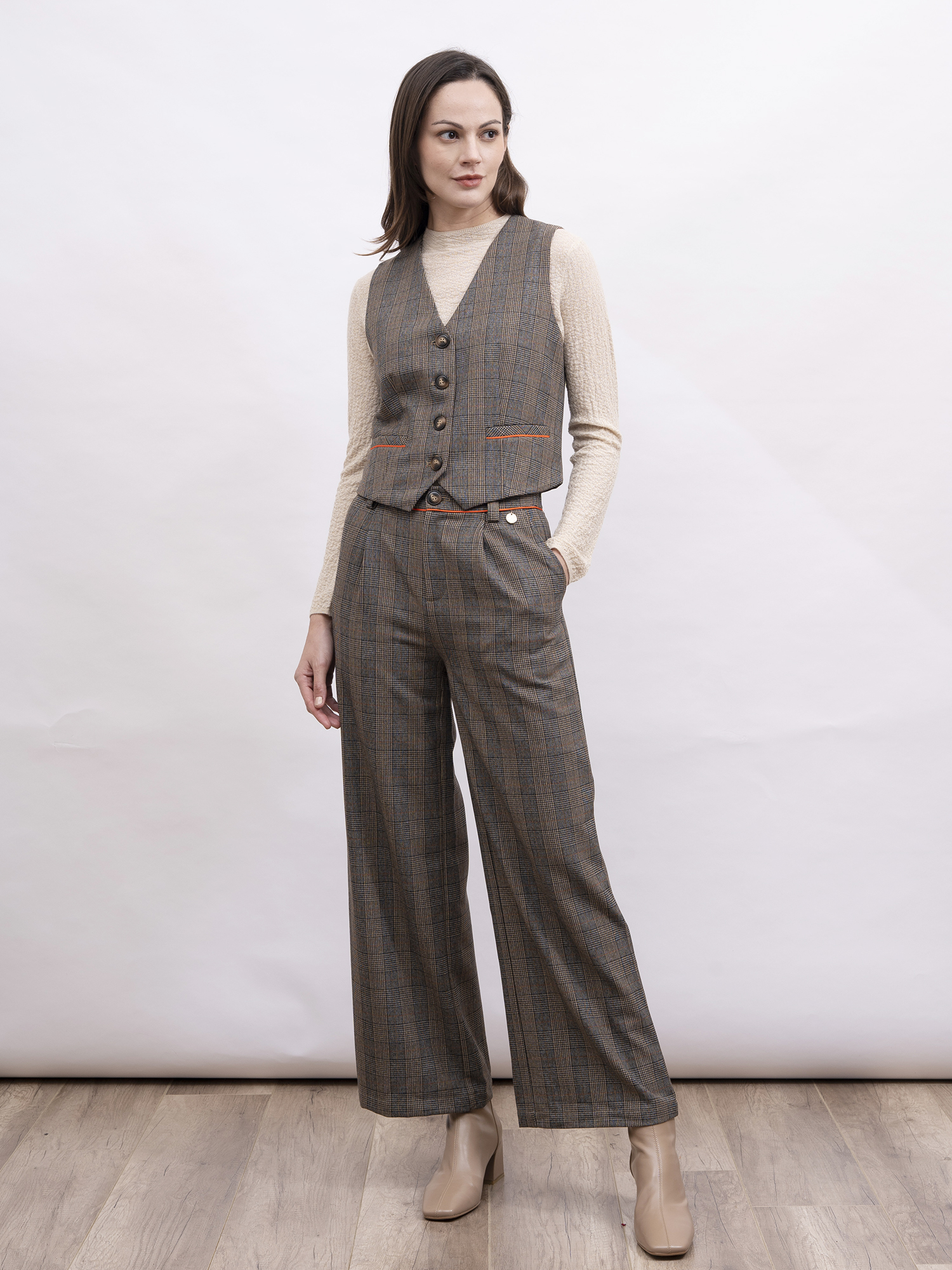 mi-tu 格紋西裝背心