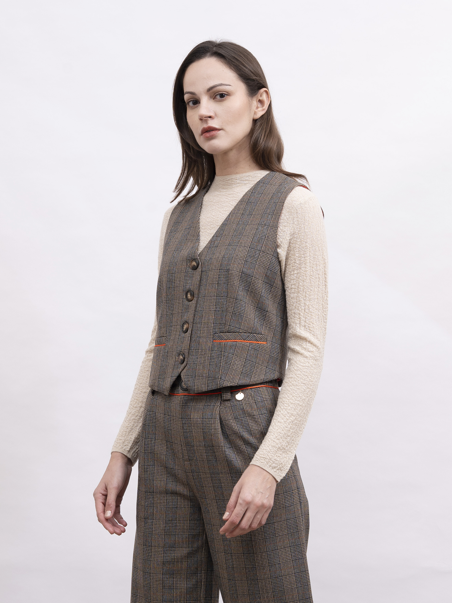 mi-tu 格紋西裝背心