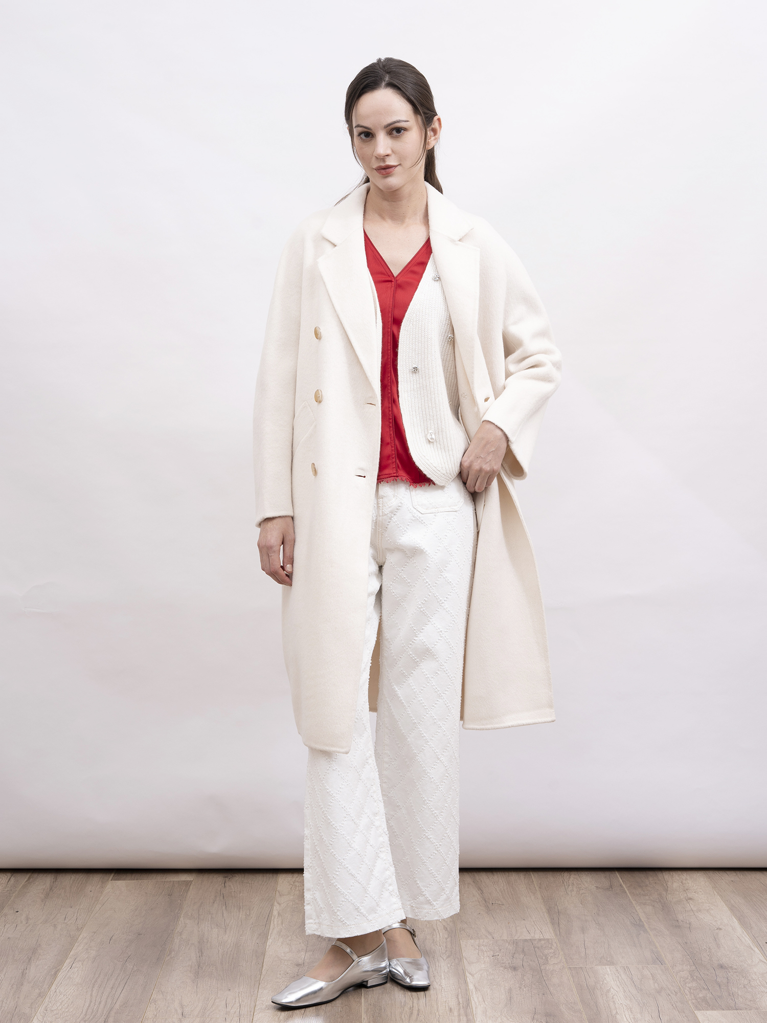 mi-tu 羊毛雙排扣大衣