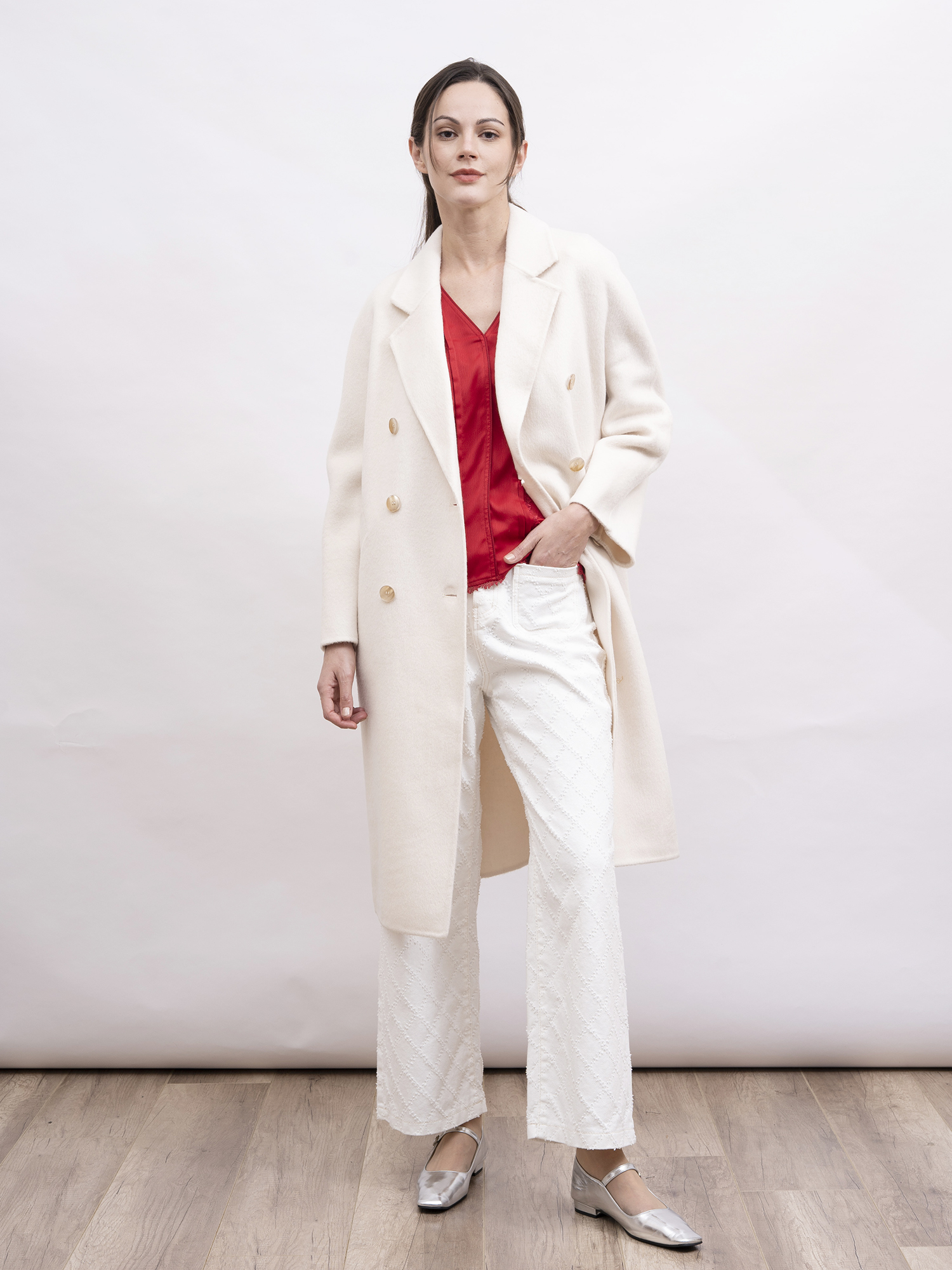 mi-tu 羊毛雙排扣大衣