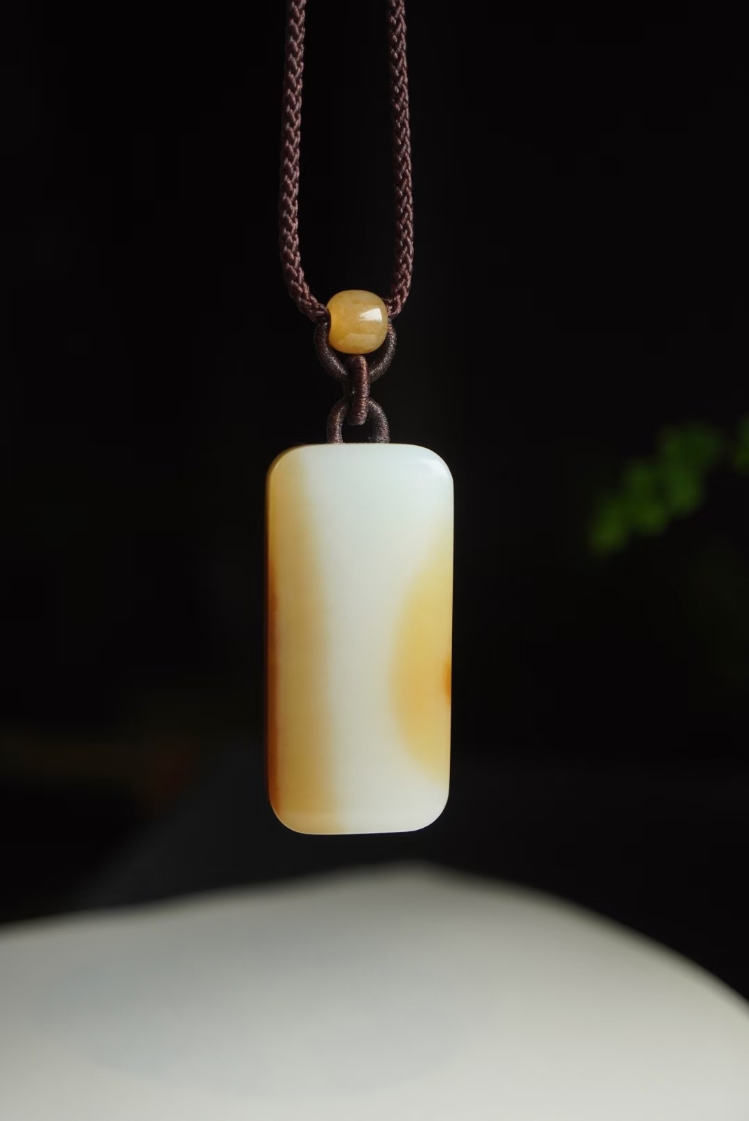 和田玉且末糖白無事牌掛件,天然和田玉軟玉