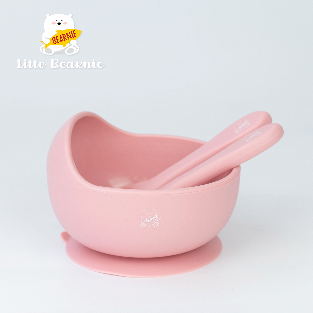 小熊初食吸盤碗(附贈湯叉)【多款】-新加坡Little Bearnie 小貝尼兒童矽膠餐具