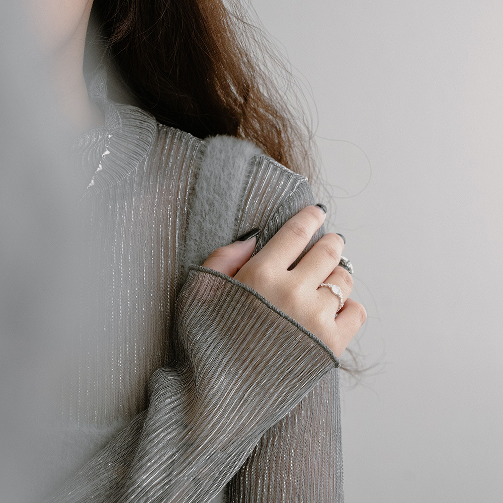 Silver translucent diamond ring【07060240】in stock+pre-order