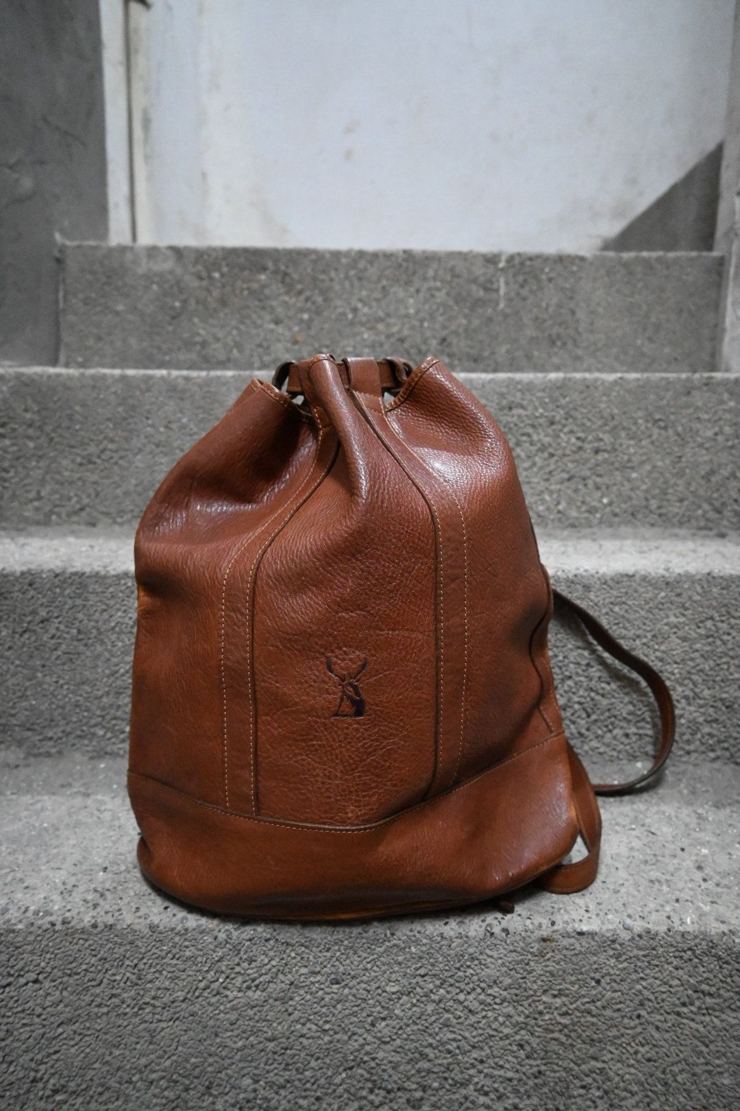 80s CERVO Leather Shoulder Duffel Bag Made in Italy