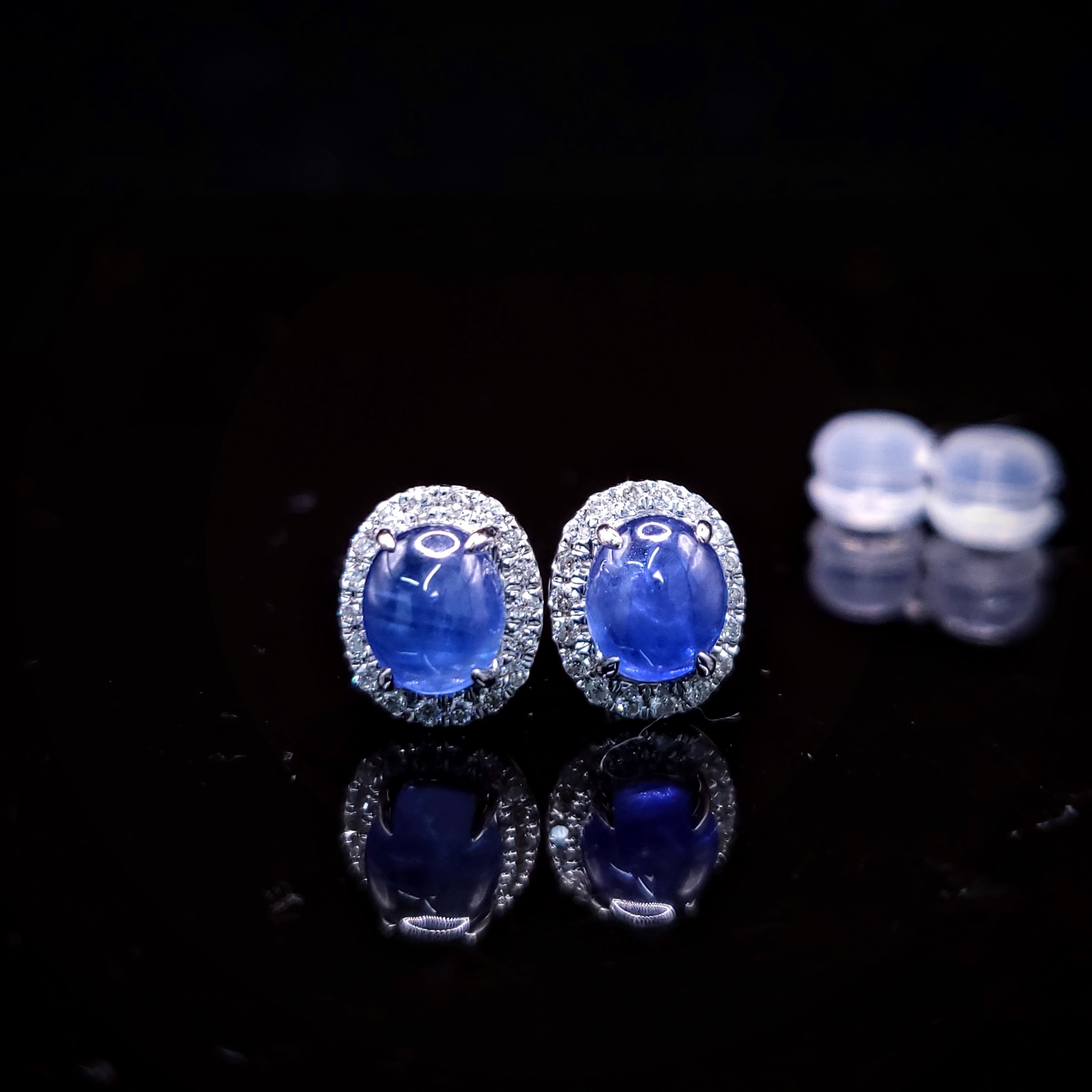 18K White Gold 1.76ct Sapphire and Diamond Earrings