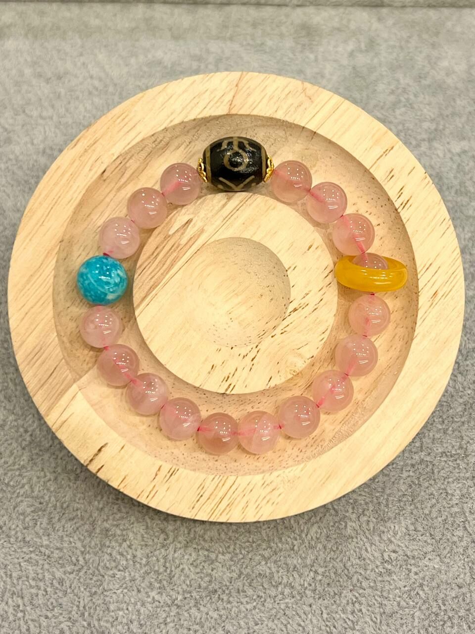 [S] GEMZ & CO MXJ MADAGASCAR ROSE QUARTZ/AMAZONITE WITH GOLD ACC BLT, Y291 (Y291)
