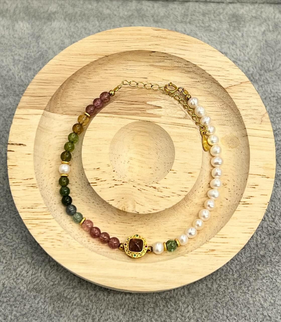 [S] GEMZ & CO MXJ TOURMALINE/PEARL WITH GOLD ACC BLT, Y295 (Y295)