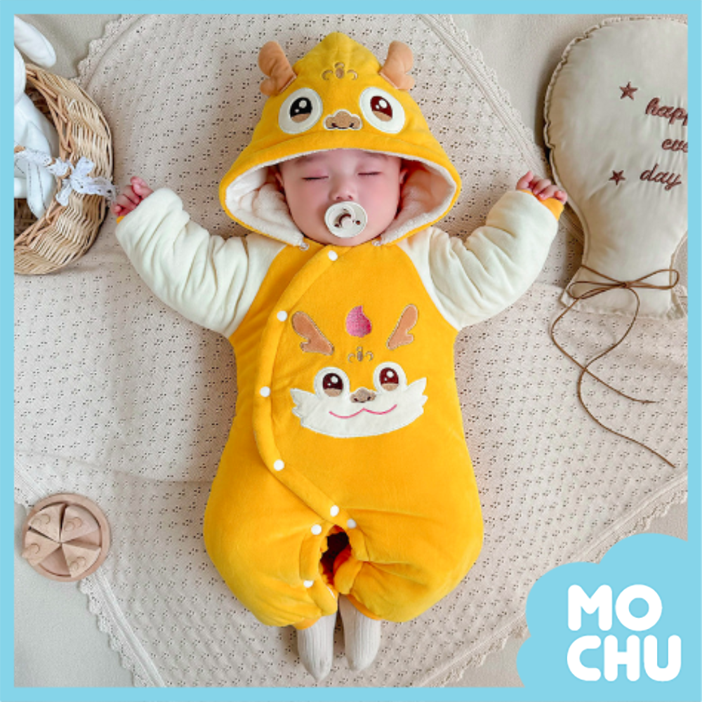 (59.66.80cm現貨)小金龍法蘭絨加厚連身衣(可拆帽)