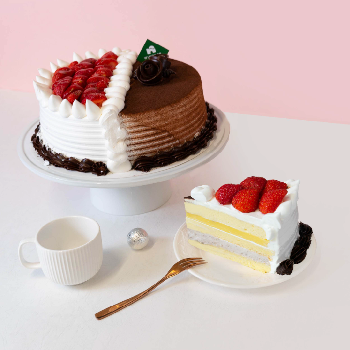 【限店取】雙色蛋糕【水果蛋糕/巧克力香草蛋糕/草莓蛋糕/生日蛋糕】