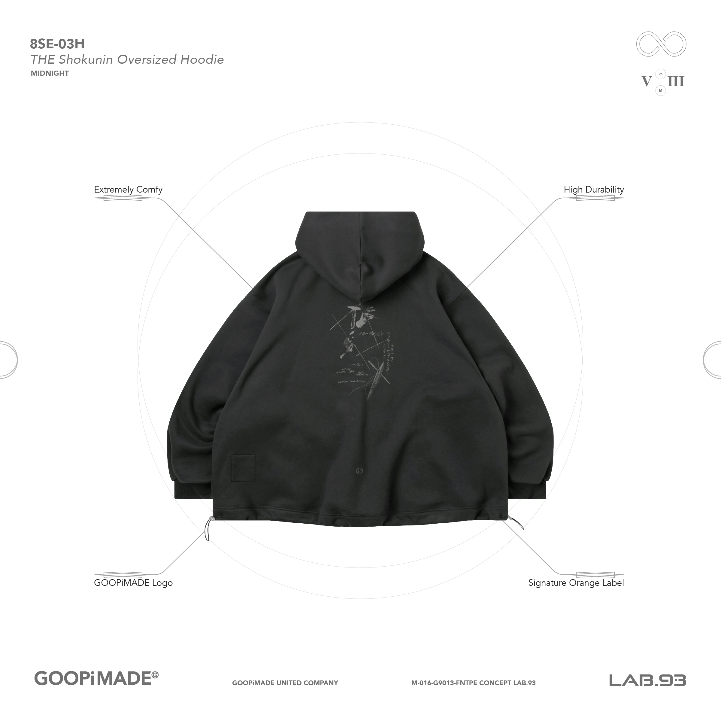 GOOPiMADE “8SE-03H" THE Shokunin Oversized Hoodie - Midnight