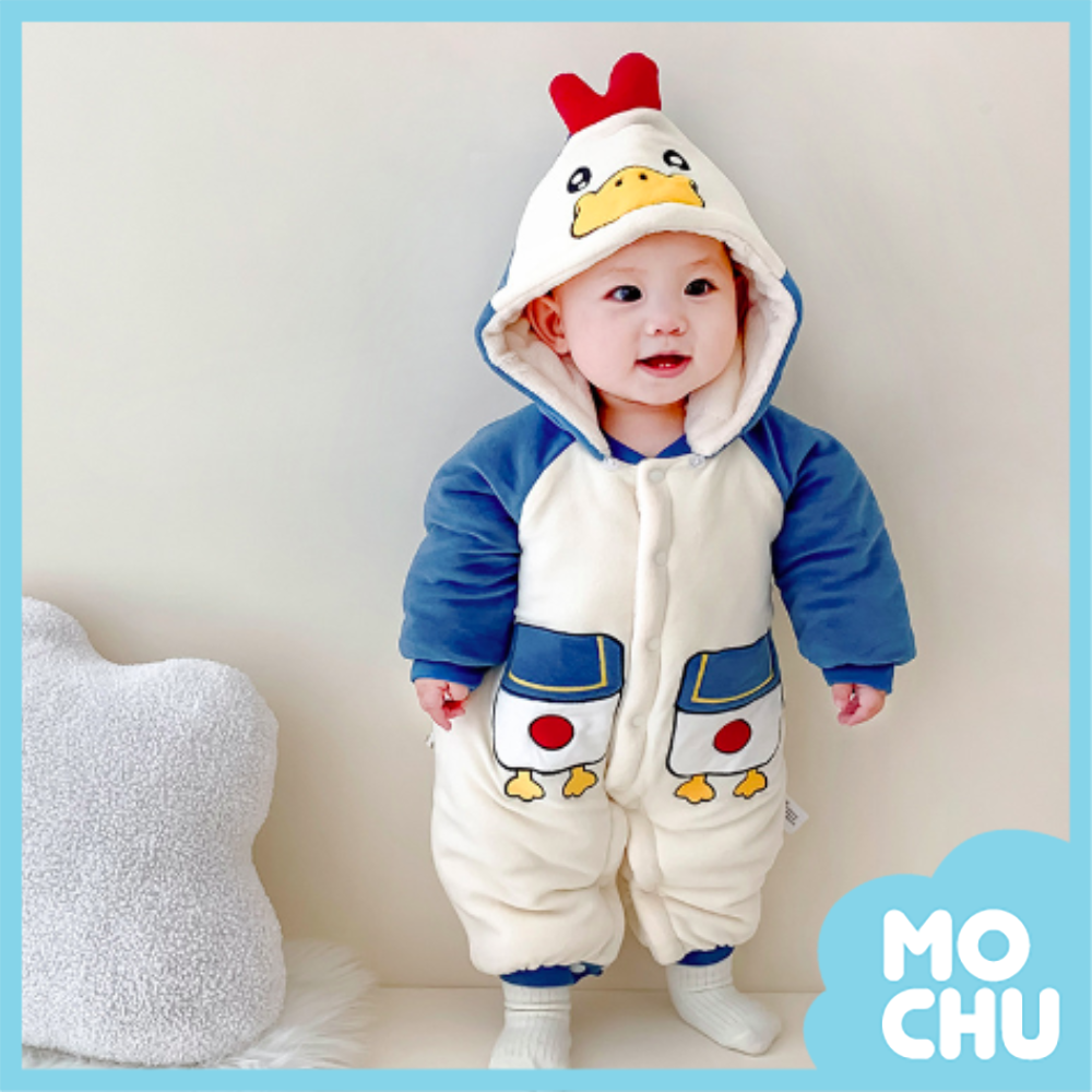 美美鴨法蘭絨加厚連身衣(可拆帽)