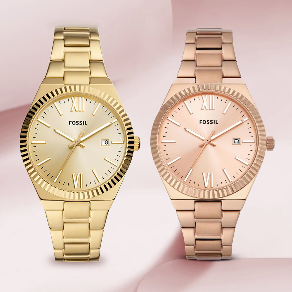 【FOSSIL】Scarlette系列 ES5258/ES5299 簡約 質感 日期 夜光 不鏽鋼 石英 女錶