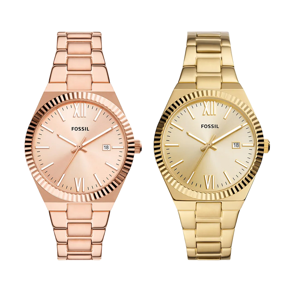 【FOSSIL】Scarlette系列 ES5258/ES5299 簡約 質感 日期 夜光 不鏽鋼 石英 女錶