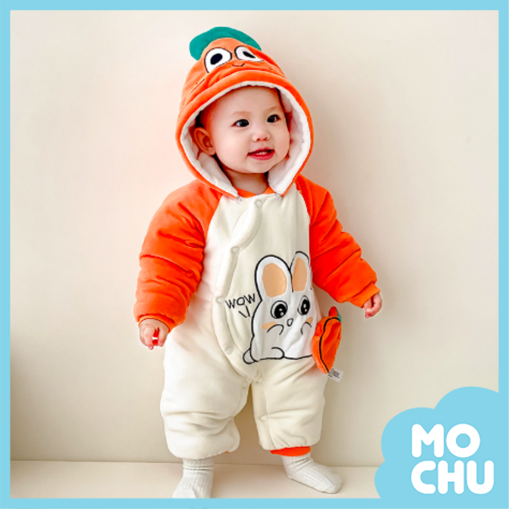 大蘿蔔法蘭絨加厚連身衣(可拆帽)