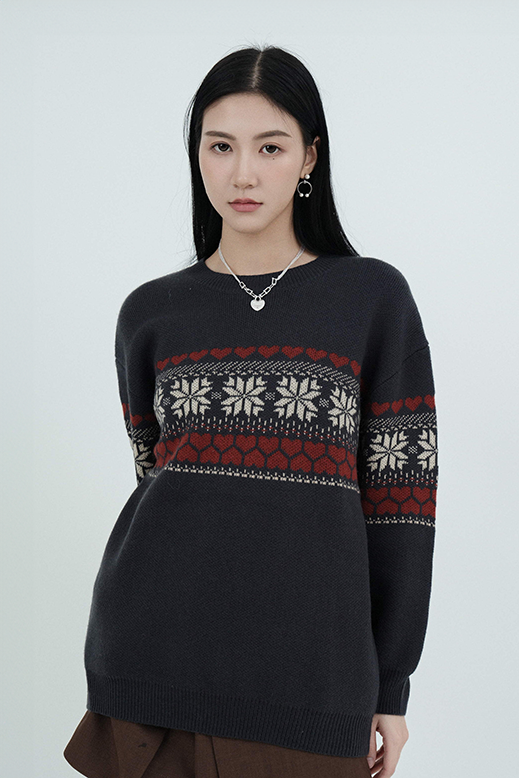 心心雪花織紋冷衫  (*現貨款式）