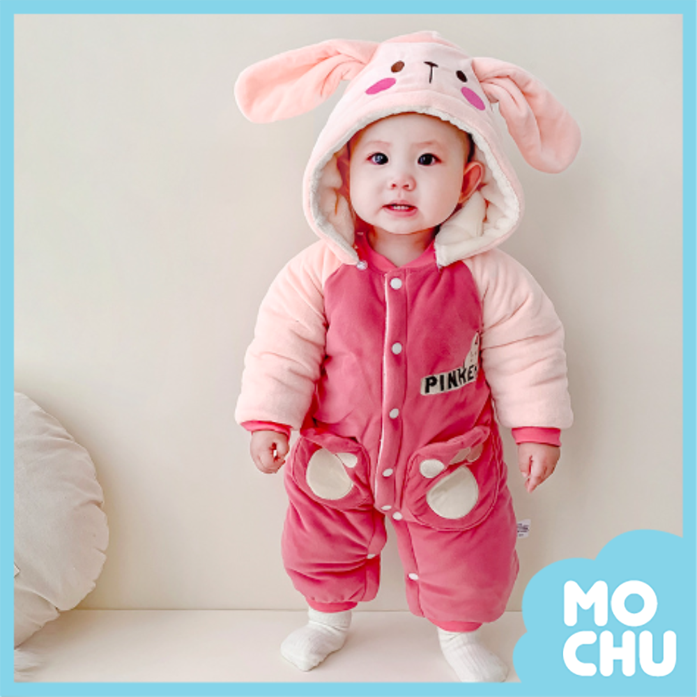 賓格兔法蘭絨加厚連身衣(可拆帽)