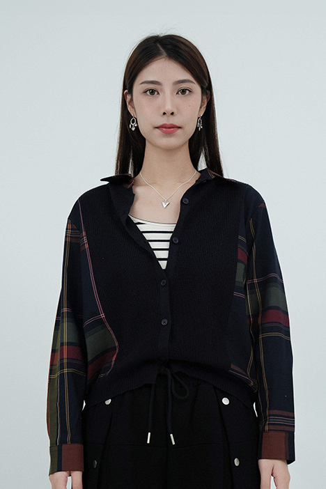 針織拼格仔恤衫（現貨款式）