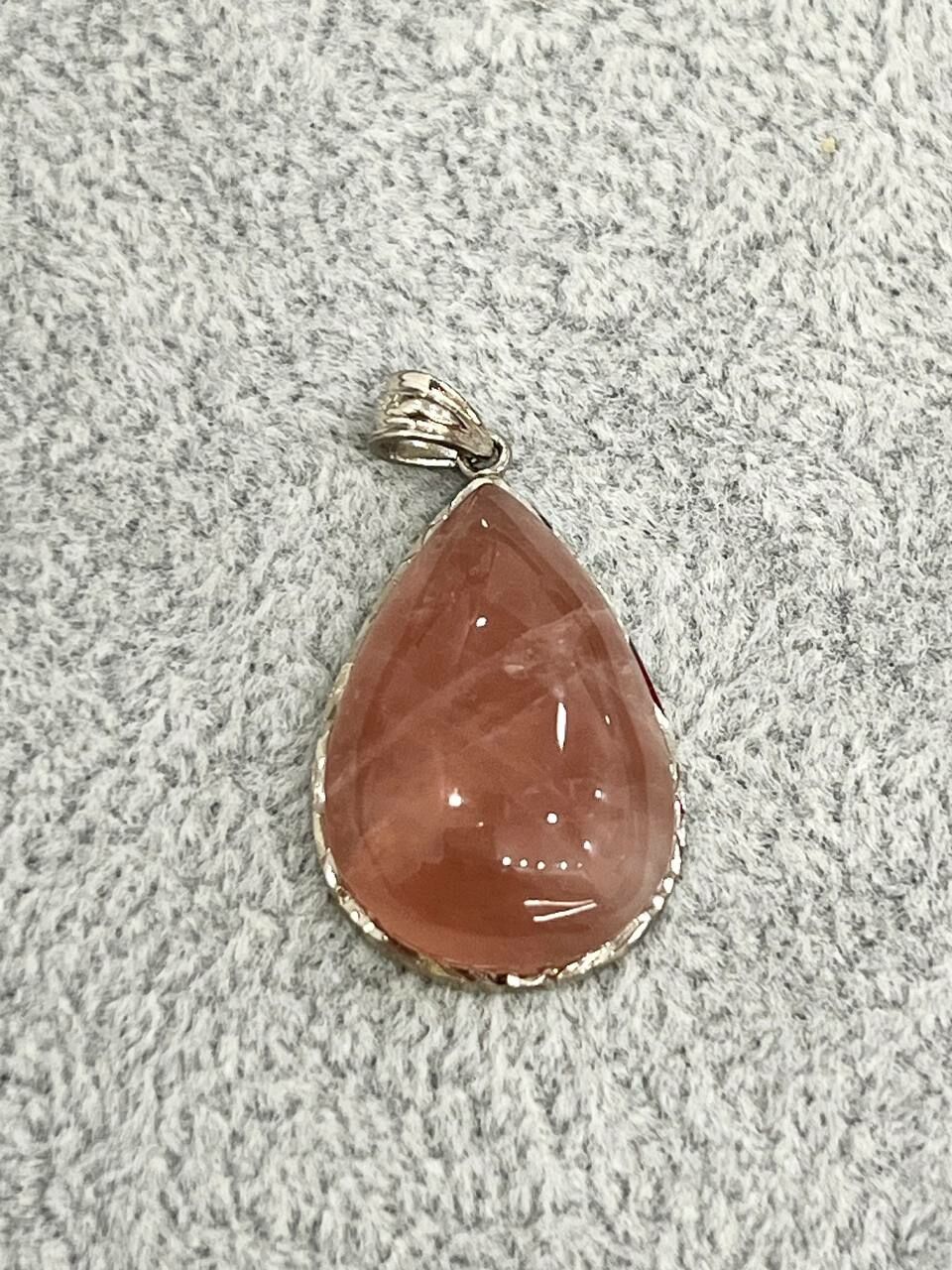 [S] GEMZ & CO MXJ MADAGASCAR ROSE QUARTZ PENDANT WITH SILVER CASING, Y301 (Y301)