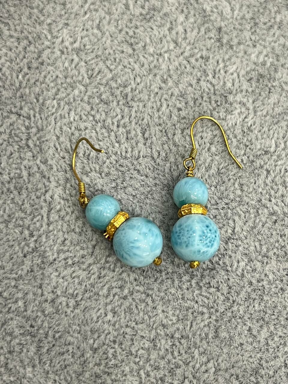 [S] GEMZ & CO MXJ LARIMAR HULU EARRINGS WITH GOLD ACC, Y304 (Y304)