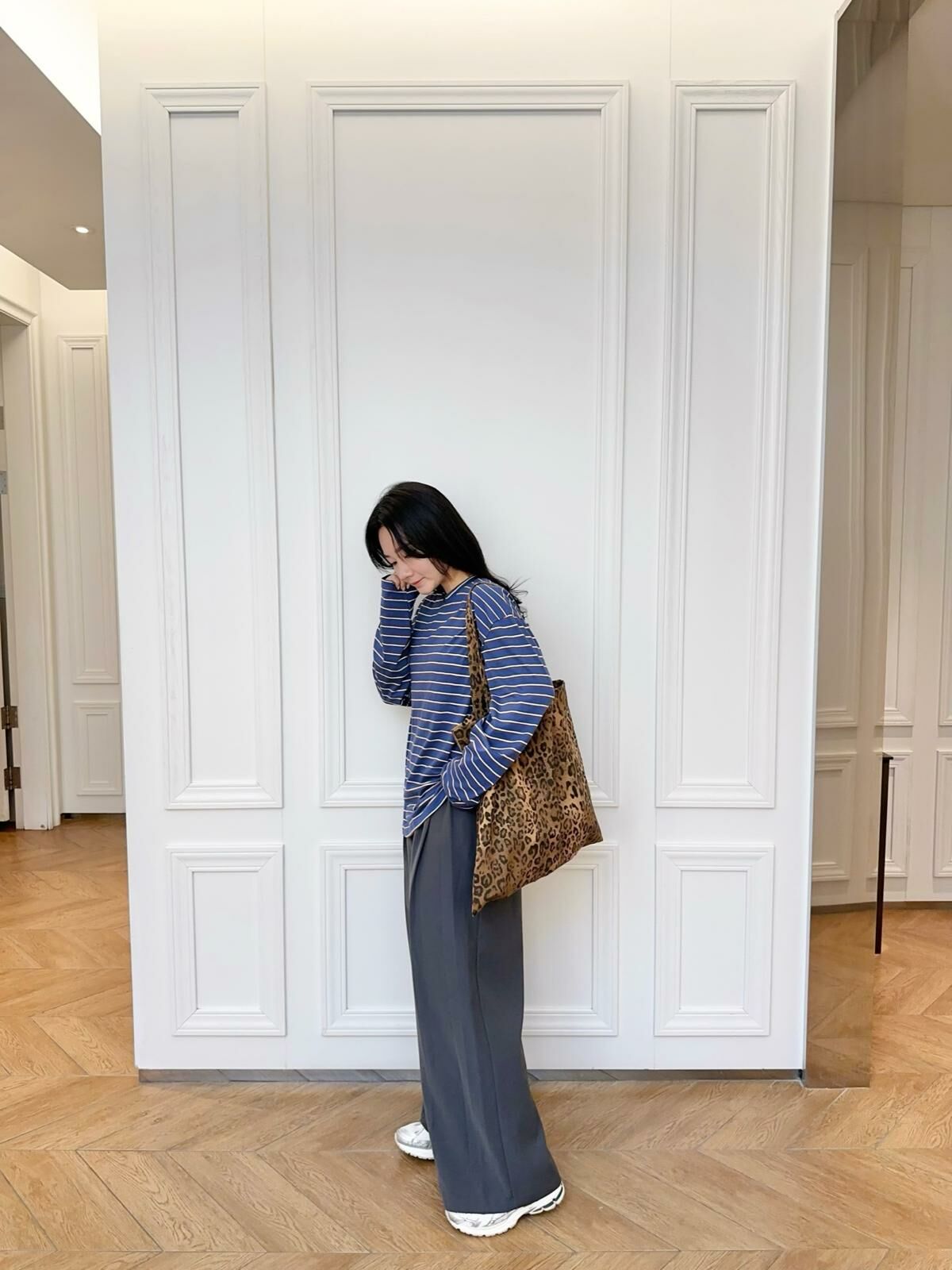 摺摺闊腳版型西褲(灰色)