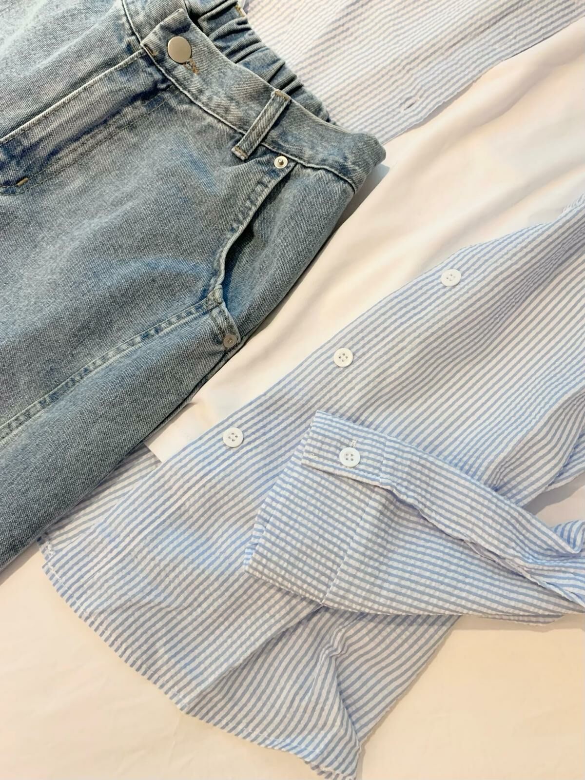 不皺直間恤衫(藍色)