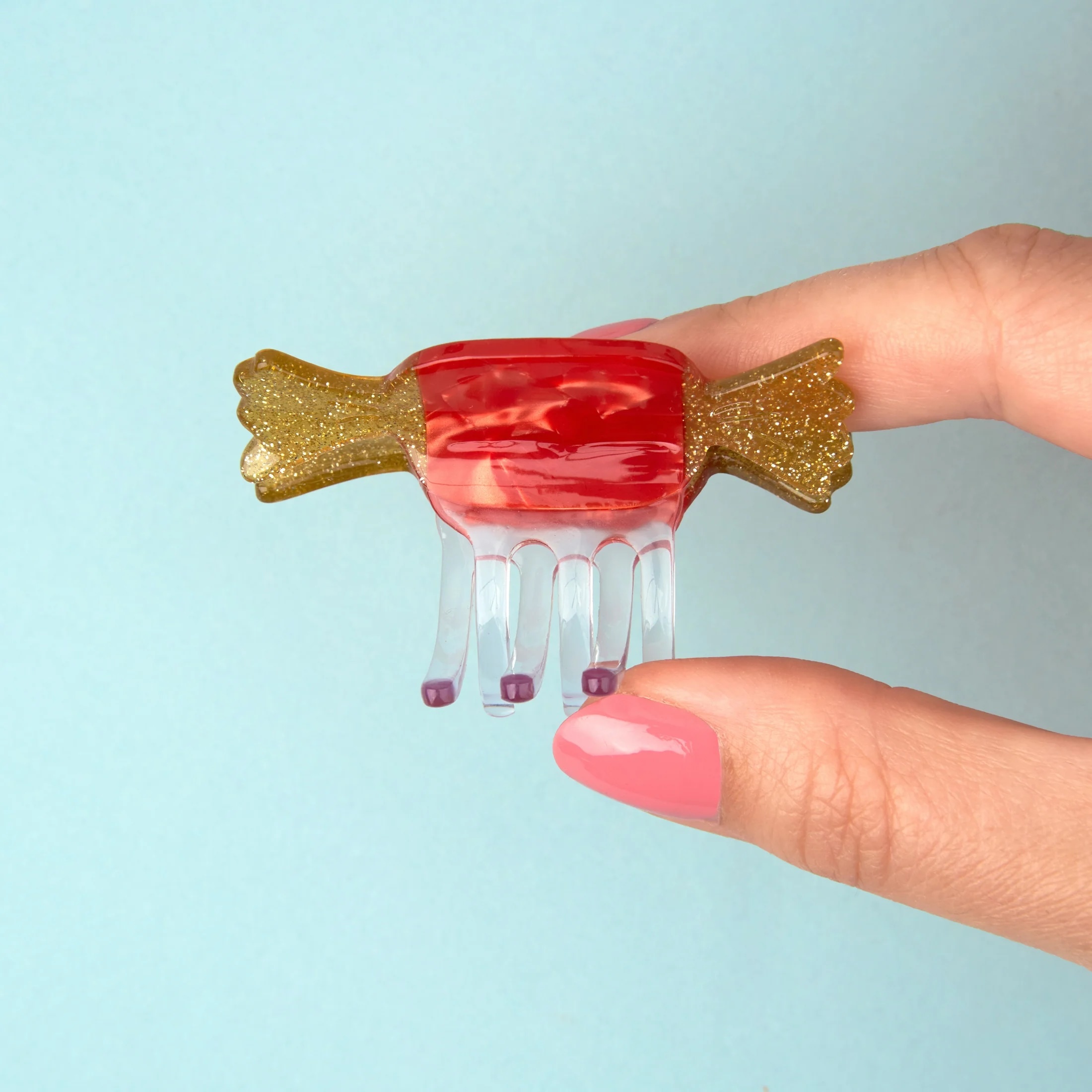RED CHRISTMAS CANDY MINI HAIR CLAW｜Coucou Suzette