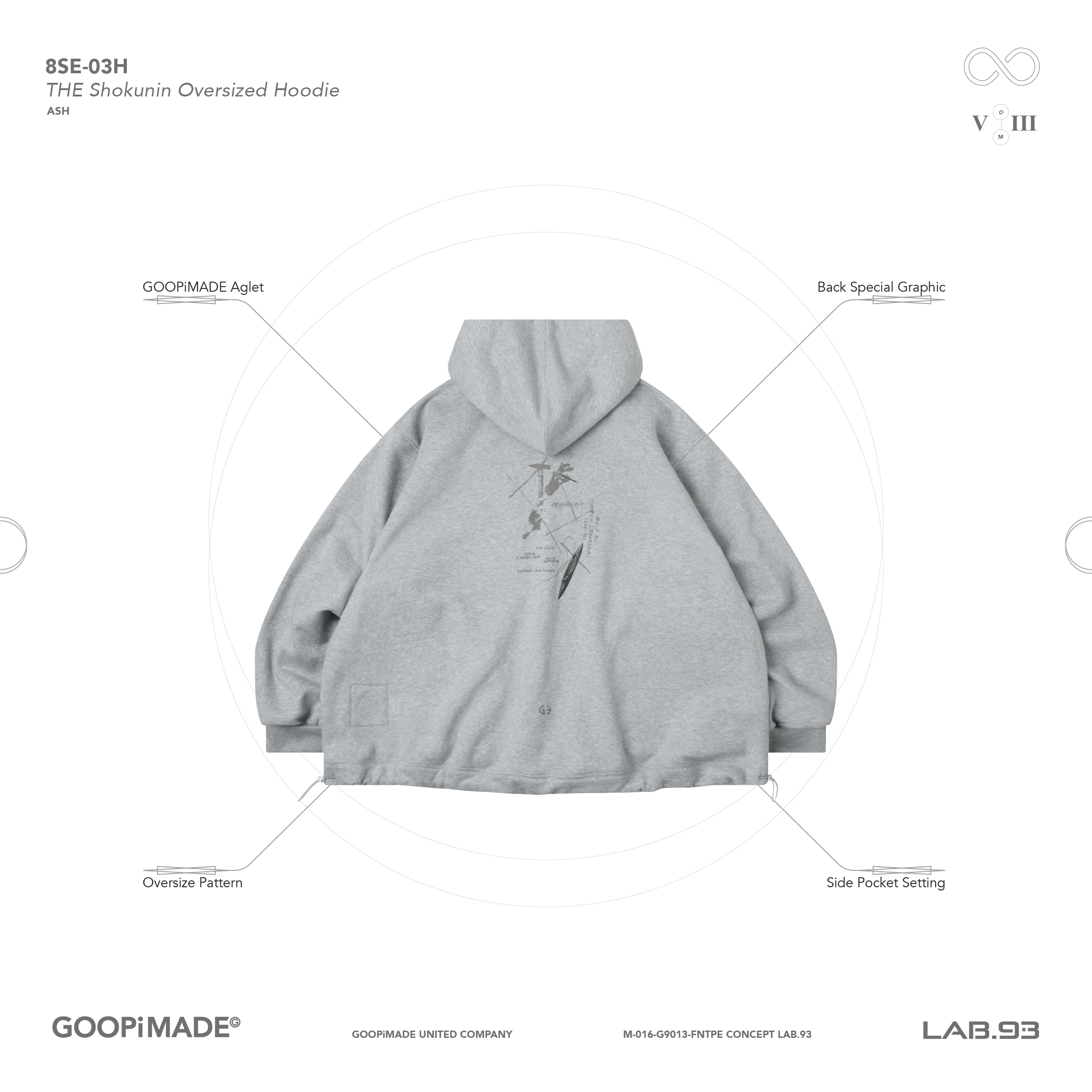 GOOPiMADE “8SE-03H" THE Shokunin Oversized Hoodie - Ash