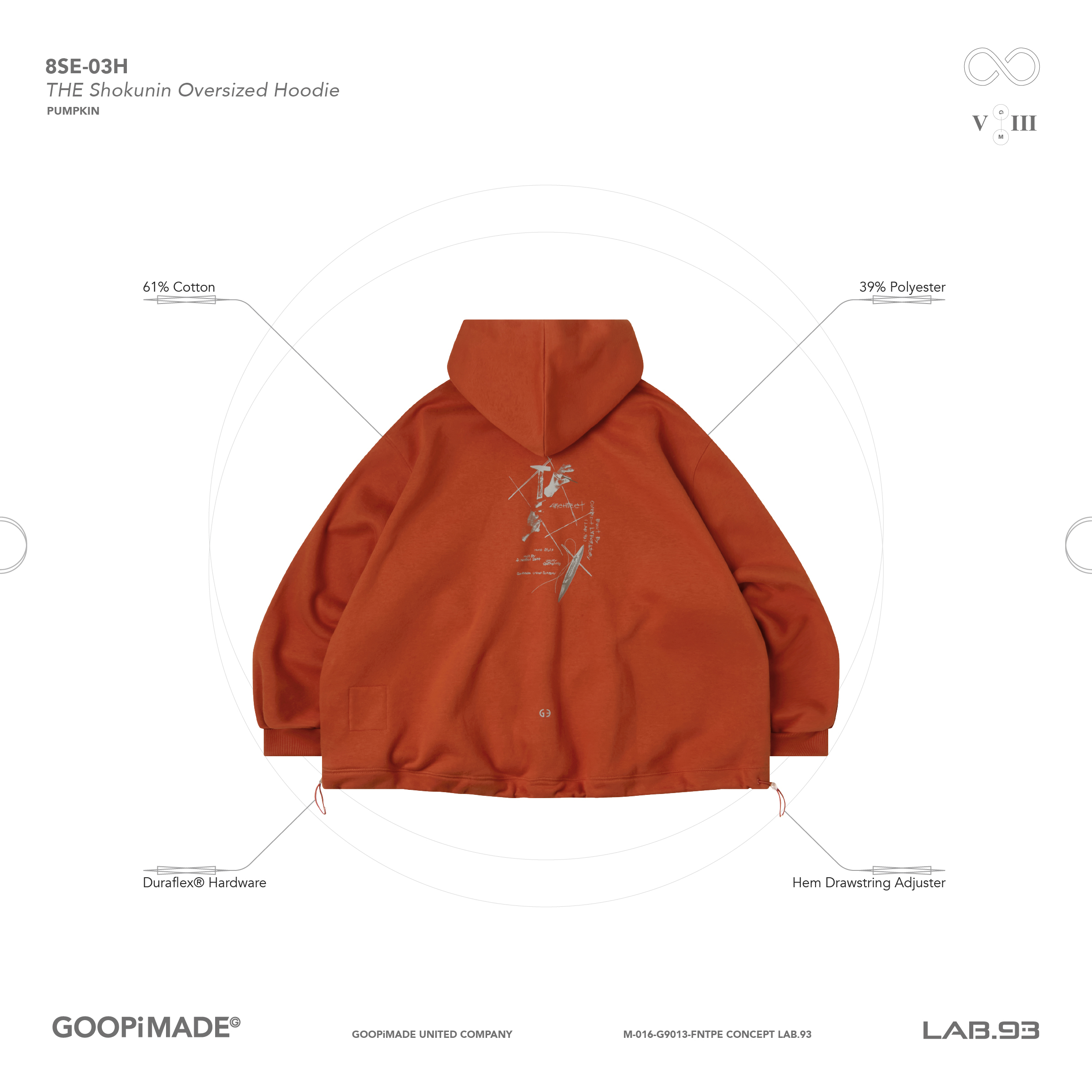 GOOPiMADE “8SE-03H" THE Shokunin Oversized Hoodie - Pumpkin