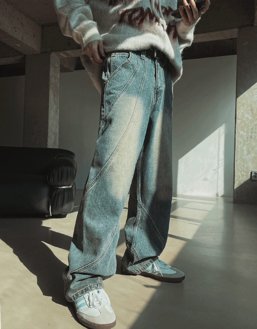 扭紋設計牛仔褲