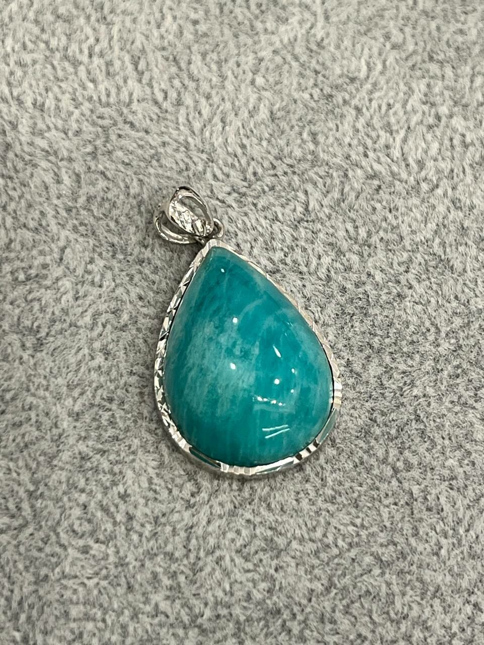 [S] GEMZ & CO MXJ AMAZONITE PENDANT WITH SILVER CASING, Y305 (Y305)