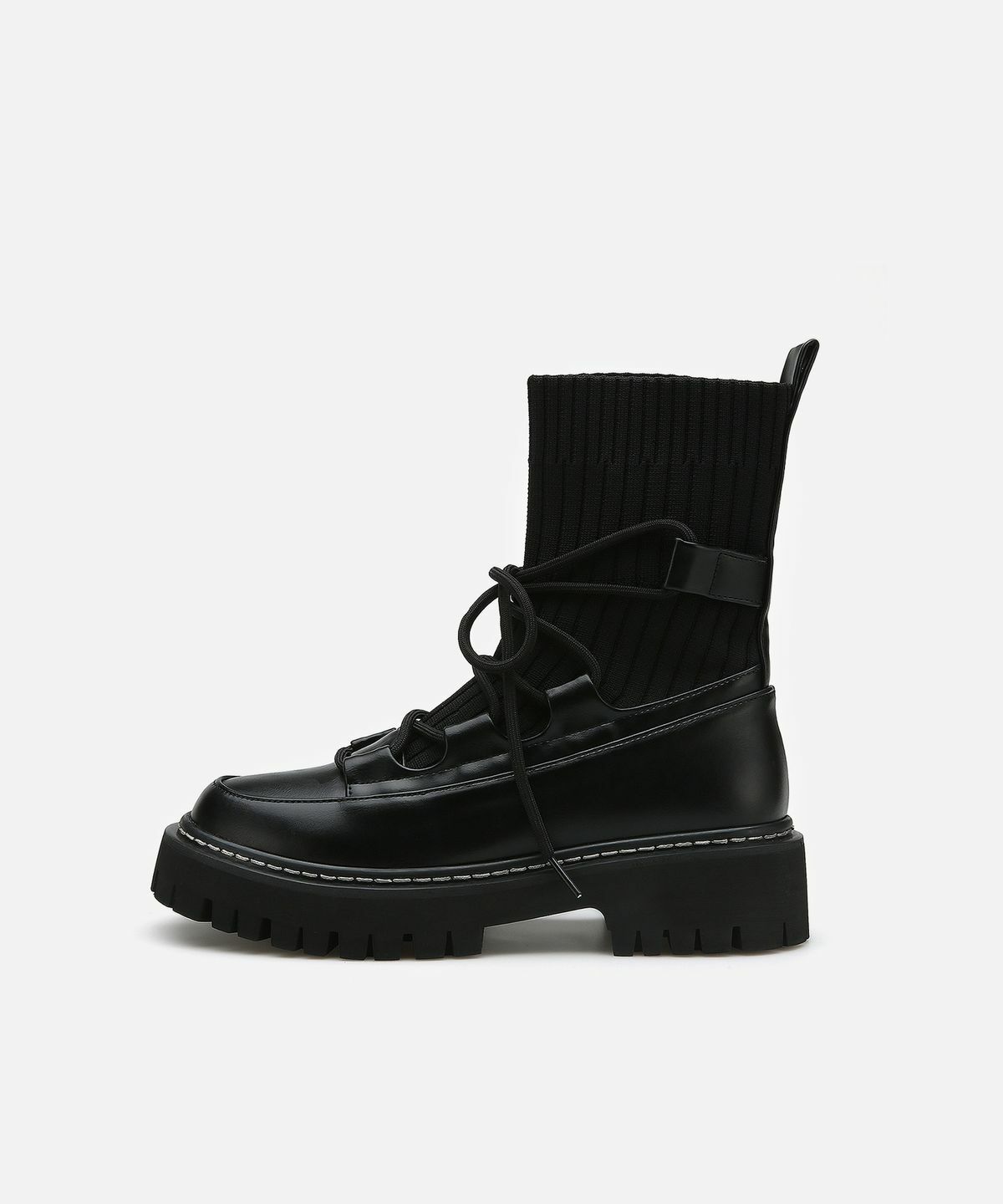 SALT AND CHOCOLATE Lace-up Chunky Sole Knit Socks Boots