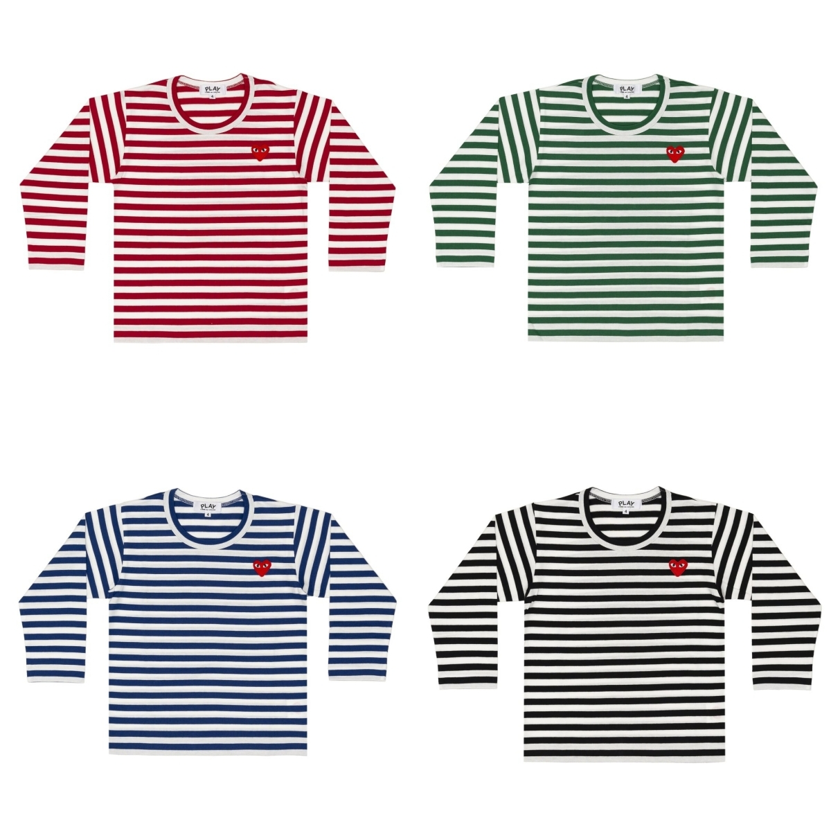 預購┃小孩款 日本製 川久保玲  CDG PLAY KIDS 刺繡 紅愛心 愛心 條紋 長袖