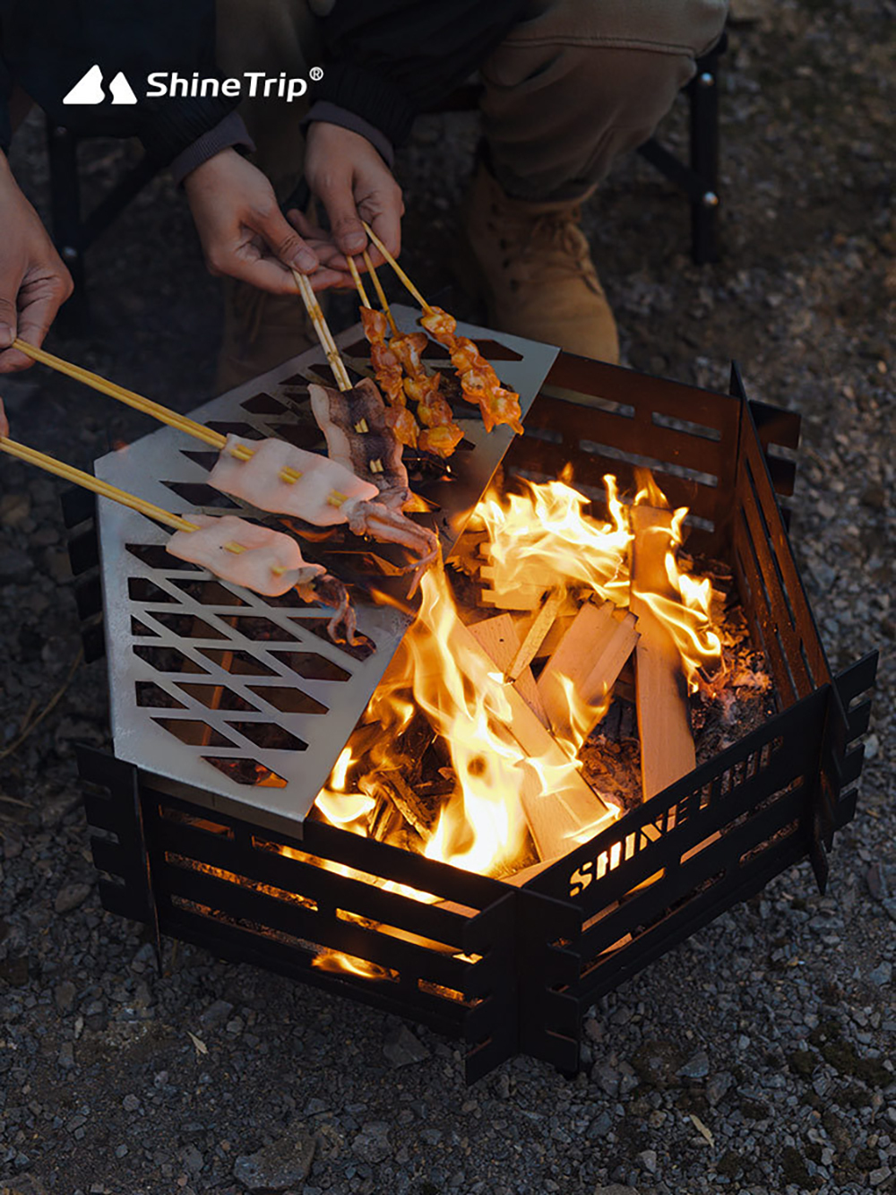 ShineTrip山趣六角黑化熾焰焚火台碳鋼熾焰焚火台