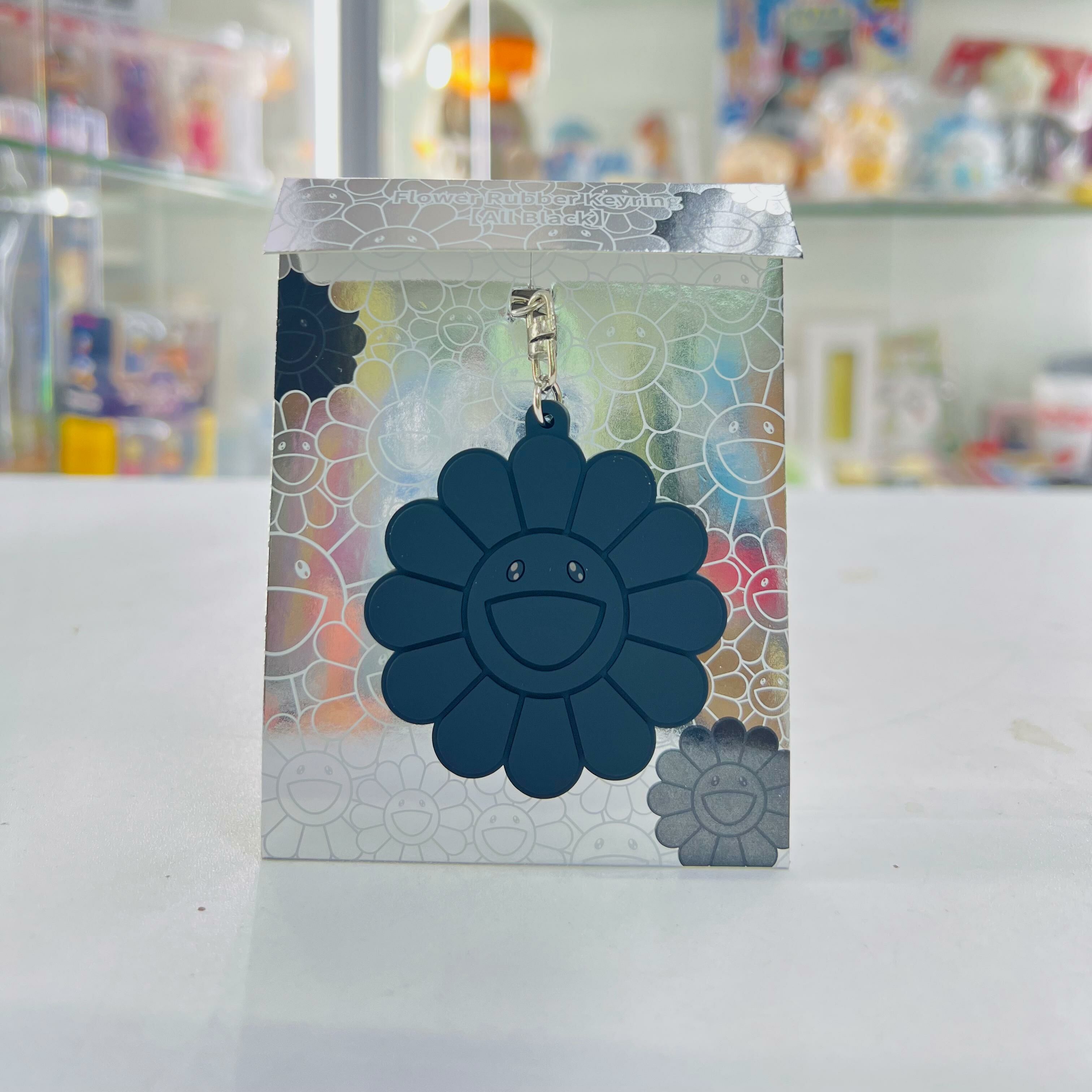 Flower Rubber Keyring (All Black)