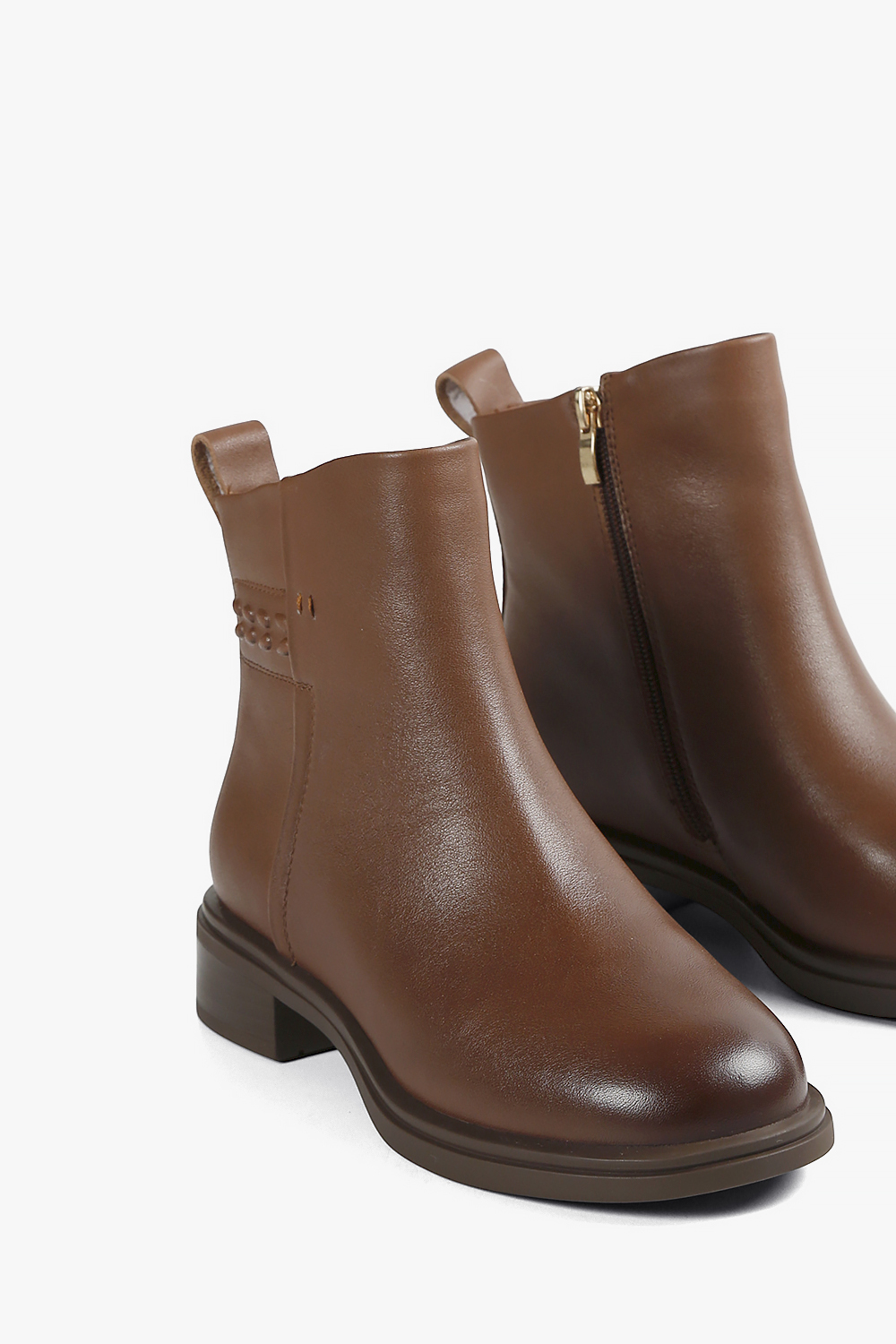 Diva 真皮素面中跟短靴