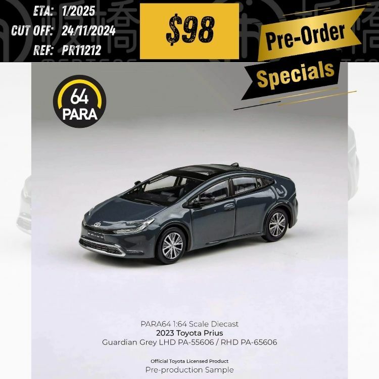 PO-$98 * PARA64 * 1:64 2023 TOYOTA PRIUS XW60 GUARDIAN GREY RHD [OD21/11]