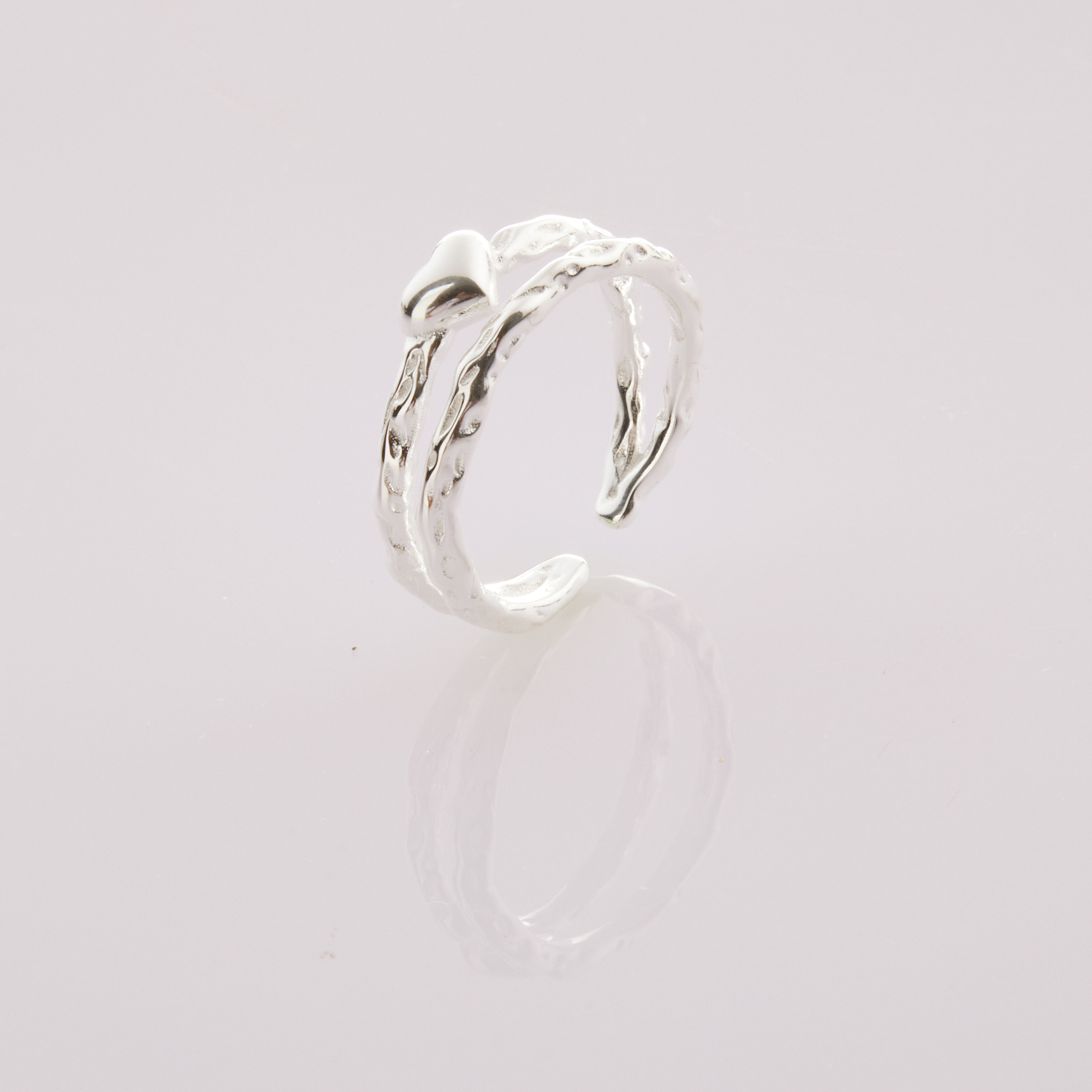 R839 | 純銀愛心雙層戒指