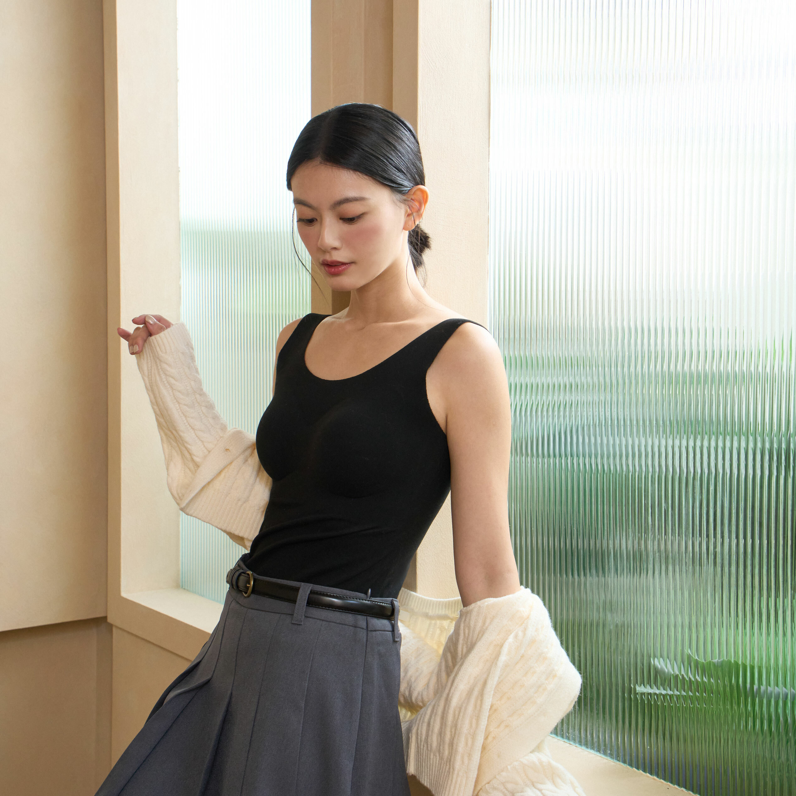 倍暖絨BRA背心-黑色