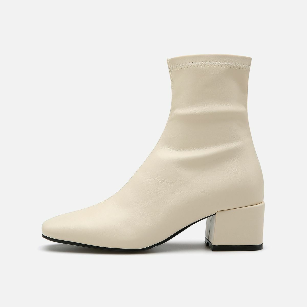 SALT AND CHOCOLATE Square Toe Curved Line Span Ankle Boots