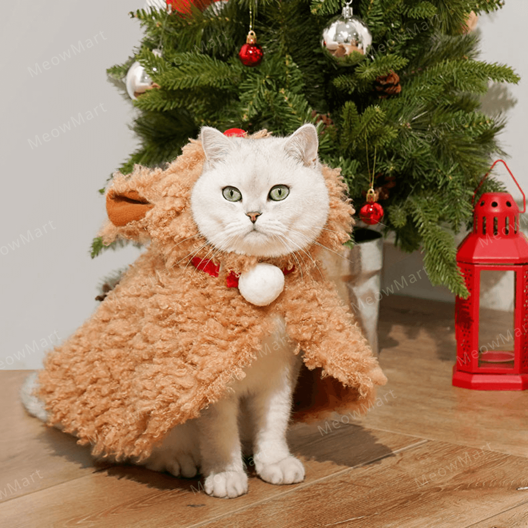 毛茸茸麋鹿貓披風貓斗篷