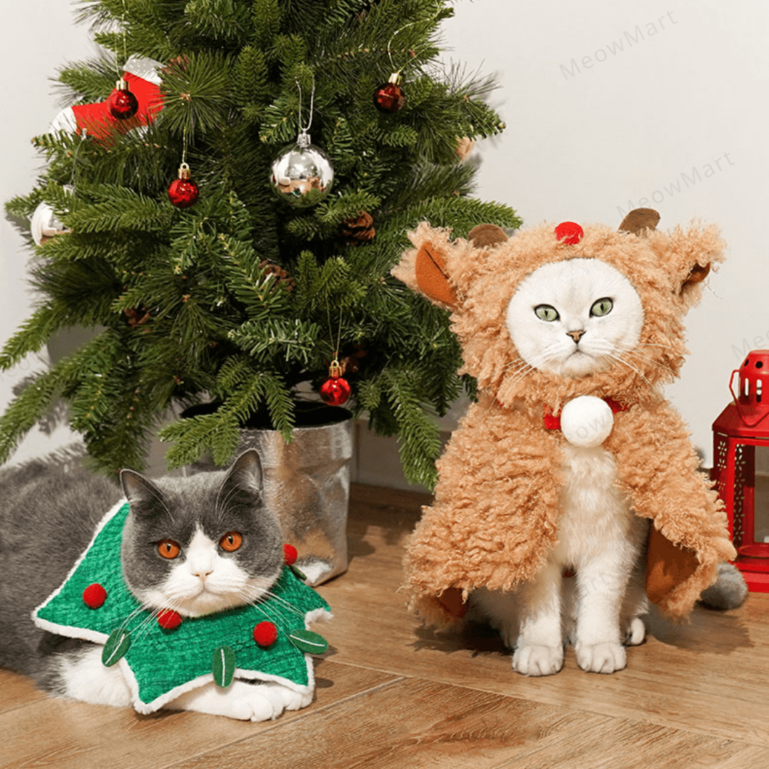 毛茸茸麋鹿貓披風貓斗篷